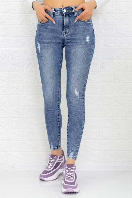 Frauen Jeans 90036 Blau Gesicht