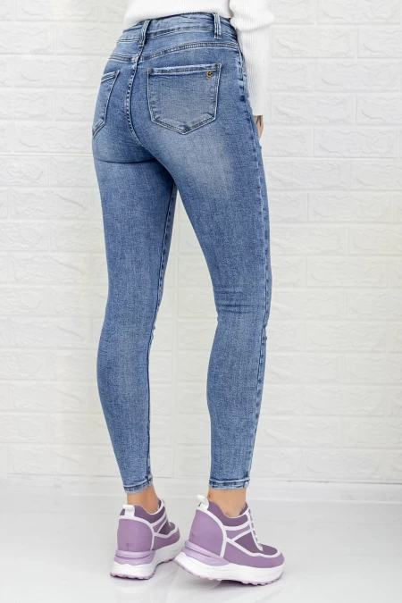 Frauen Jeans 90036 Blau Gesicht