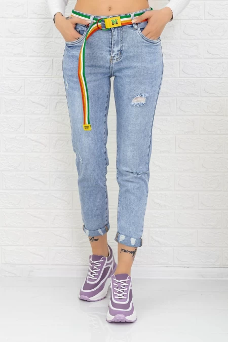 Frauen Jeans 90109 Blau Gesicht