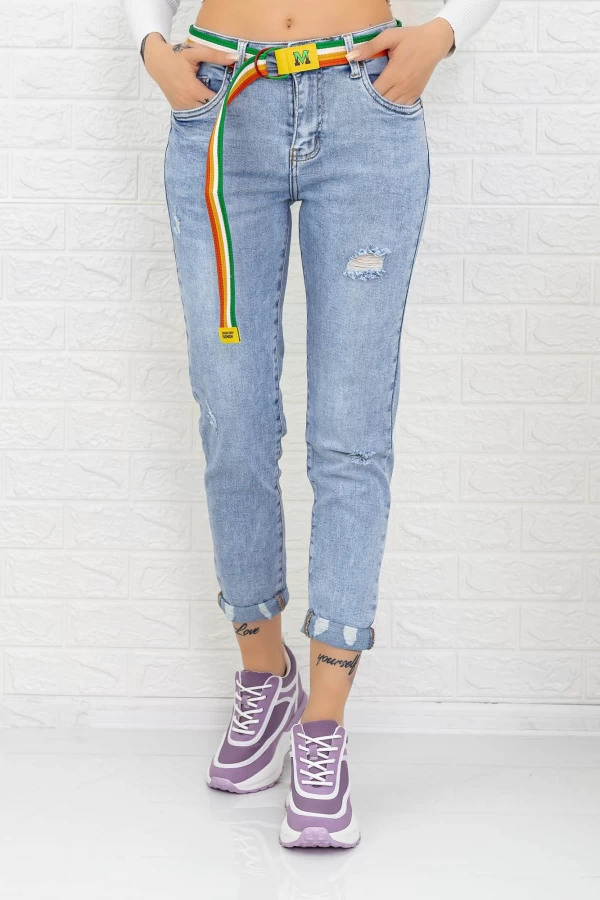 Frauen Jeans 90109 Blau Gesicht