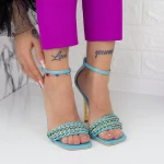 Sandalen mit einem dünnen Ferse VK118 Blau Botinelli