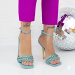 Sandalen mit einem dünnen Ferse VK118 Blau Botinelli