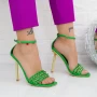 Sandalen mit einem dünnen Fersen VK118 Grün Botinelli