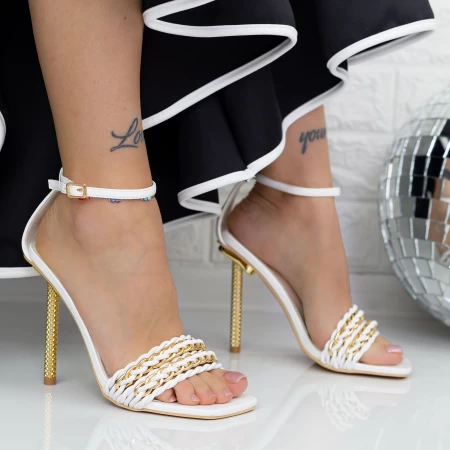 Sandalen mit einem dünnen Absatz VK118 Weiß | Botinelli