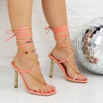 Sandalen mit einem dünnen Ferse VK140 Pink Botinelli
