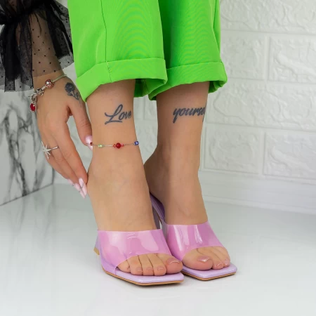 Frauenflip flops mit einem dicken Ferse TN-54 Lila Botinelli