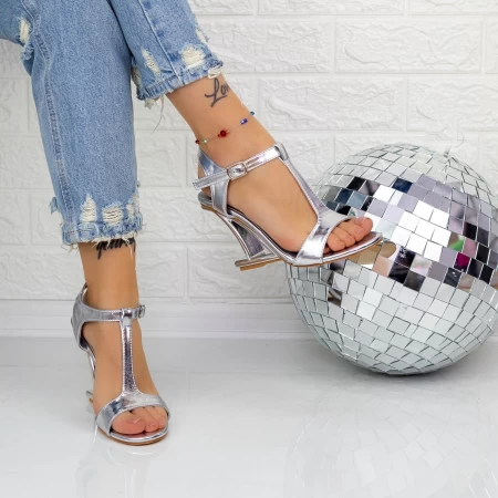 Sandalen mit dickem Absatz TN-75 Silber Botinelli