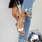 Sandalen mit dickem Absatz TN-75 Silber Botinelli