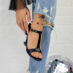 Sandalen mit dicken Absätzen TN-75 Black | Botinelli