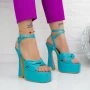 Sandalen auf einer dicken Ferse und Plattform 956-19 Blau | Botinelli