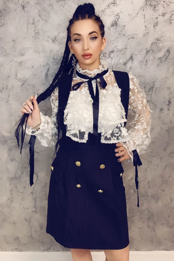 Frauenkleid 008013 Weiß und Weiß Kikiriki