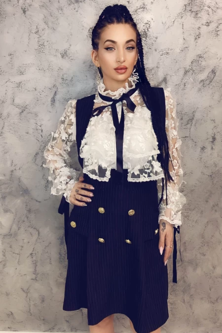 Frauenkleid 008013 Weiß und Weiß Kikiriki