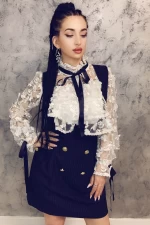Frauenkleid 008013 Weiß und Weiß Kikiriki