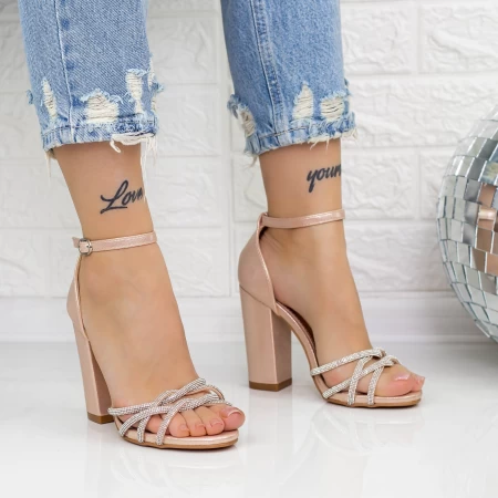 Sandalen mit dicken Absätzen 2xkk23 Champagner | Mei
