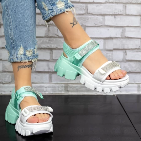 Sandalen auf der 2WL105 White-Turquoise-Plattform Mei