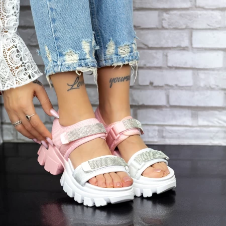 Sandalen auf der 2WL105-weißen Pink-Plattform Mei