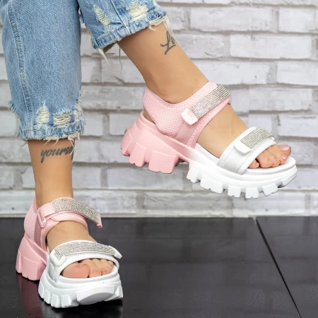 Sandalen auf der 2WL105-weißen Pink-Plattform Mei