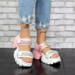 Sandalen auf der 2WL105-weißen Pink-Plattform Mei