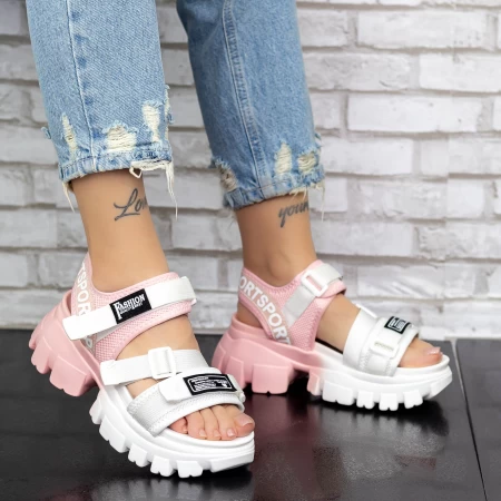 Sandalen auf der 2WL106 White-Pink-Plattform Mei