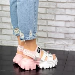 Sandalen auf der 2WL106 White-Pink-Plattform Mei