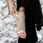Sandalen mit einem dünnen Absatz 2xkk107 Silber Mei