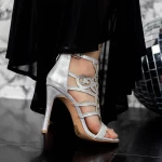 Sandalen mit einem dünnen Absatz 2xkk107 Silber Mei