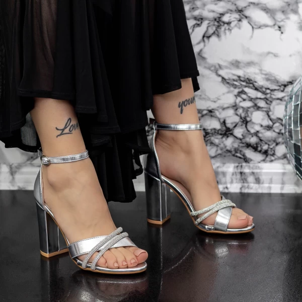 Sandalen mit dicken Absätzen 2yxd72 Silber Mei