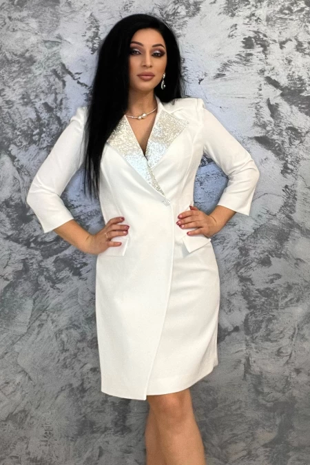 Frauenkleid E18970 Weiß | Kikiriki