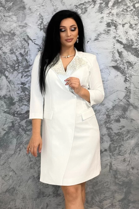 Frauenkleid E18970 Weiß | Kikiriki