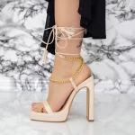 Sandalen mit einer dicken Ferse und 2Kv71 Beige Mei