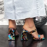 Damenflip flops mit dickem 2Kv76 schwarzer Absatz Mei