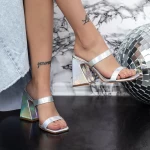 Damenflip flops mit einem dicken Absatz 2Kv76 Silber Mei