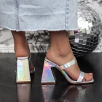 Damenflip flops mit einem dicken Absatz 2Kv76 Silber Mei