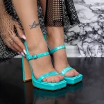 Sandalen mit einer dicken Ferse und einer türkisfarbenen 2Kv78 -Plattform Mei