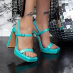 Sandalen mit einer dicken Ferse und einer türkisfarbenen 2Kv78 -Plattform Mei