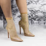 Kurze Stiefel mit einer dünnen Ferse B17134-3 Pfirsich | Mei
