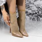 Kurze Stiefel mit einer dünnen Ferse B17134-3 Pfirsich | Mei