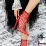 Kurze Stiefel mit einer dünnen Ferse B17134-3 Rot Mei