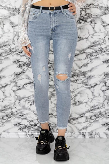 Frauen Jeans S6674-7 Blau Gesicht