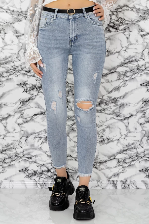 Frauen Jeans S6674-7 Blau Gesicht