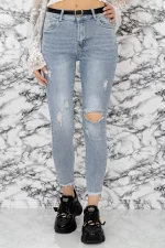 Frauen Jeans S6674-7 Blau Gesicht