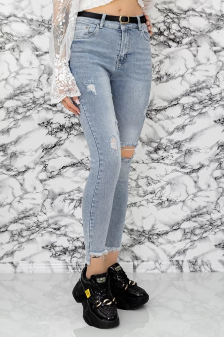 Frauen Jeans S6674-7 Blau Gesicht