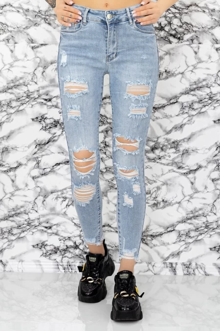 Frauen Jeans S02200-7 Blau Gesicht