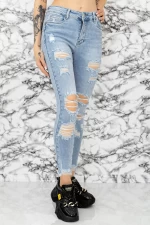 Frauen Jeans S02200-7 Blau Gesicht