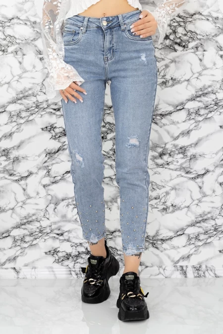 Frauen Jeans 90393 Blau Gesicht