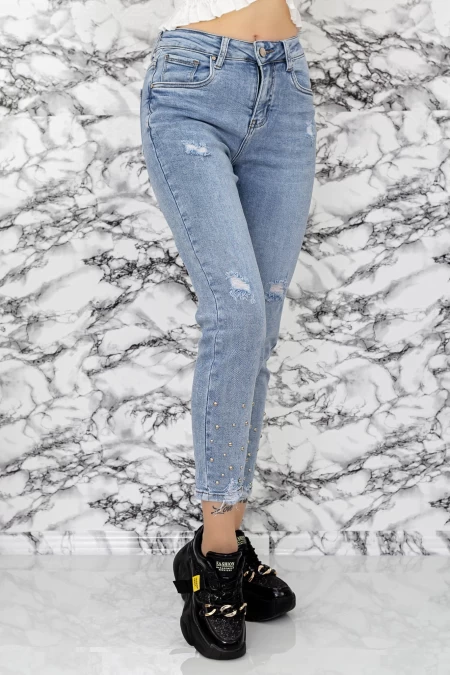 Frauen Jeans 90393 Blau Gesicht