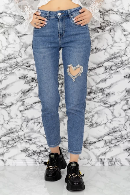 Frauen Jeans 90428 Blau Gesicht