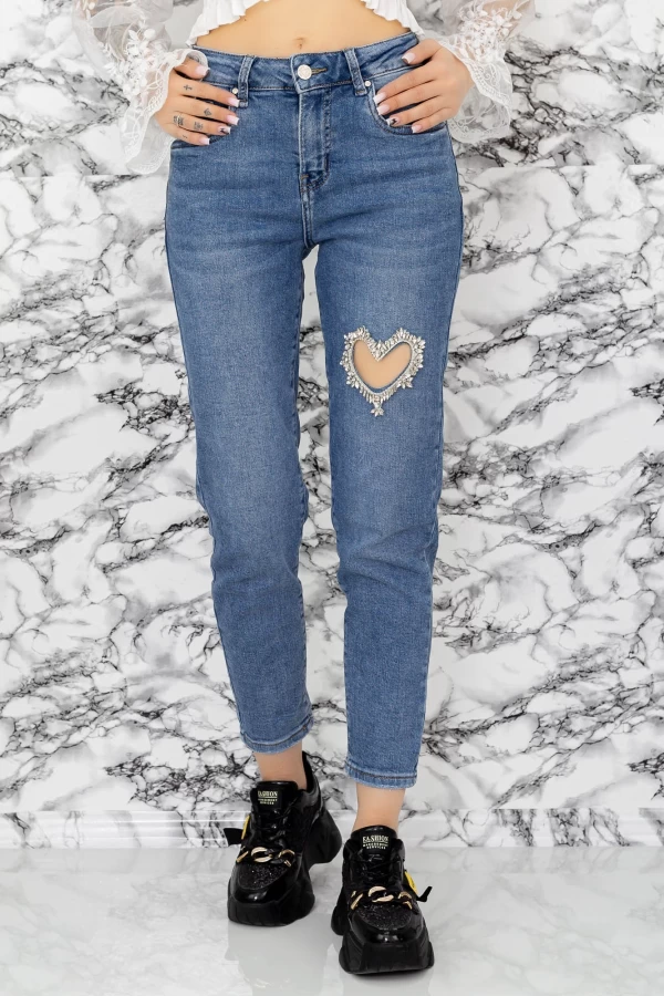 Frauen Jeans 90428 Blau Gesicht