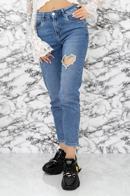 Frauen Jeans 90428 Blau Gesicht