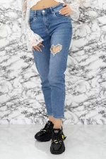 Frauen Jeans 90428 Blau Gesicht